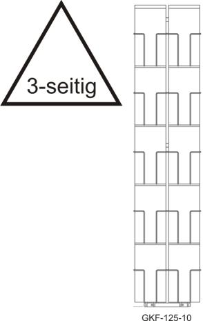 Karten-Bodenständer, 125 mm, 30 Fächer, 2-reihig, 3-seitig, silber